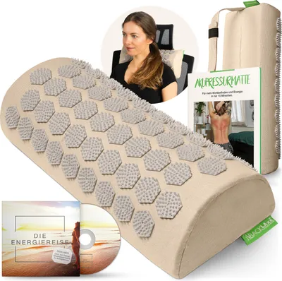 Produktbild von BACKLAxx ® Akupressur Nackenrolle – Akupressur Kissen für Nacken, Schulter, Rücken und Fuß zum Verspannungen lösen – Akupressurkissen zum Nackenschmerzen lindern – Massage Nackenrolle