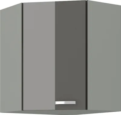 Produktbild von Eckhängeschrank 60x60 Hochglanz Grau Küchenzeile Küchenblock Küche Grey Bianca