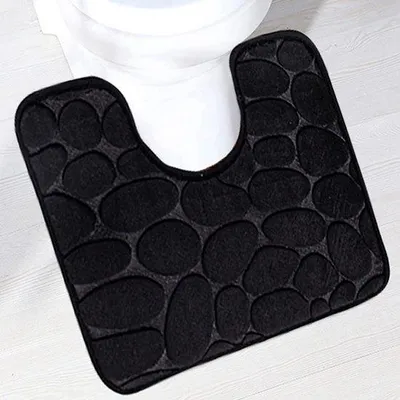 Produktbild von Unyqoos® Badematte schwarz 40 x 50 cm – weiche saugfähige Mikrofaser, rutschfeste Gummirückseite, waschbar, Badvorleger für WC und Badewanne