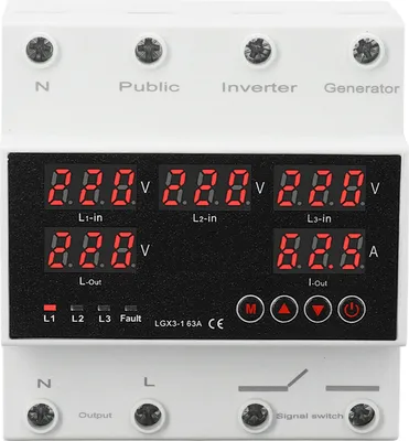 Obrázek produktu pro 3fázový 4vodičový automatický přepínač 63A Přepínač napětí s LED displejem Generátor a měnič AC220V