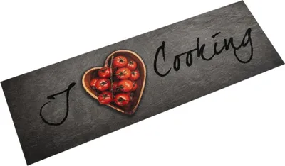 Image de Tapis de cuisine lavable texte Cooking 45x150 cm velours