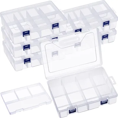 Image de Lot de 3 boîtes de rangement avec 8 compartiments - Boîtes de tri transparentes