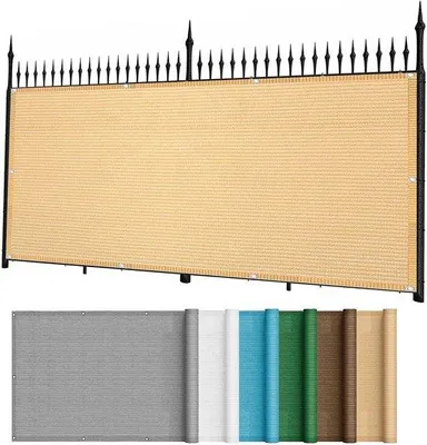 Obrázek produktu pro Polyesterová zástěna na balkon – 135 × 240 cm – pískově žlutá, odolná proti roztržení, ochrana plotu