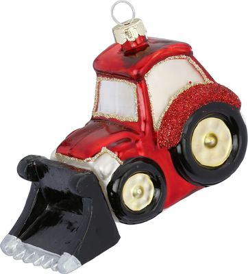 Christbaumschmuck Glas Radlader 8.5cm rot