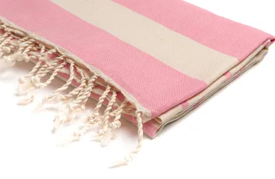 Produktbild von Saunatuch Strandtuch Hamamtuch Pink Gestreift 100% Baumwolle 100x180
