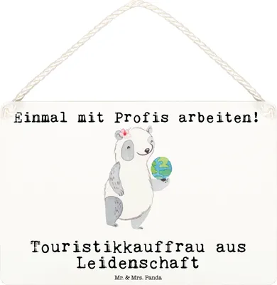 Produktbild von Mr. & Mrs. Panda Schild Touristikkauffrau Leidenschaft DIN A6 - Weiß - Geschenk, holzbild, Holzschild, Türschild, kleine aufmerksamkeit, Wandbild Holz