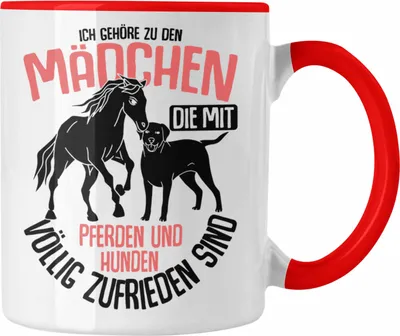 Produktbild von Trendation - Lustige Reiter Sprüche Geschenk Tasse Reiterin Pferde Mädchen Geschenkidee Pferde Und Hunde (Rot)
