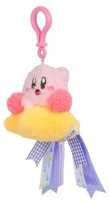 Immagine prodotto di Tomy Kirby: portachiavi in peluche con clip, decorato con nastri svolazzanti – un accessorio carino e adorabile