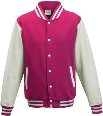Produktbild von Just Hoods JH043 | Varsity Jacket / College Jacke - Farbe: Hot Pink/White - Größe: XXL