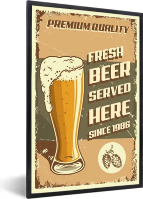 Produktbild von MuchoWow® MuchoWow® Gerahmtes Poster Mancave - Biergläser - Vintage - Zitate 40x60 cm - Poster mit zchwarzem Bilderrahmen - Papierdruck - Wandbilder