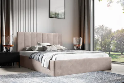 Produktbild von Polsterbett 160 x 200 cm – gestepptes Kopfteil, stabiler Sperrholz-Bettrahmen, modernes Design MONTI (Trinity 05)