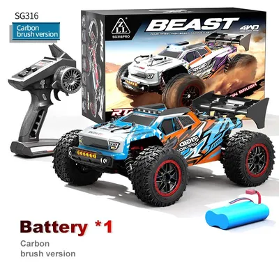 Immagine prodotto di Veicolo fuoristrada radiocomandato - SG316, modello monster truck - Scala 1:16 - Trazione integrale 4WD - Velocità fino a 80 km/h - 1 batteria inclusa - Illuminazione a LED
