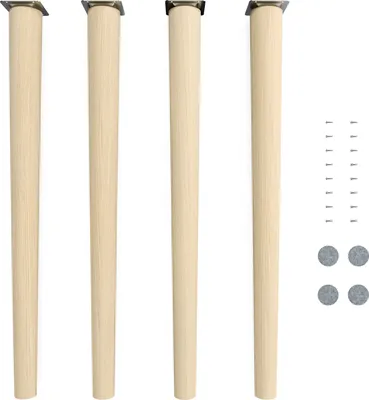 Produktbild von 4x sossai Holzfüße rund - gerade Ausführung 71cm Buche Naturbelassen