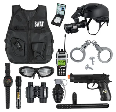 SWAT-Polizeikostüm für Kinder, 13-teiliges Set, Rollenspiel