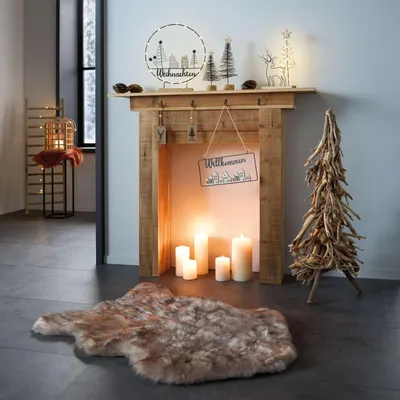 Produktbild von Kaminkonsole Rustikal recyceltes Holz