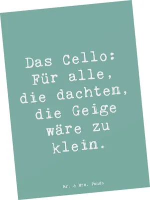 Produktbild von Mr. & Mrs. Panda Postkarte Spruch Cello Magie - Meeresbrise - Geschenk, Lernen, Musiker, bildkarte, einzelkarte, Musik, Musikinstrument, Klassische, Ansichtskarten, Solo