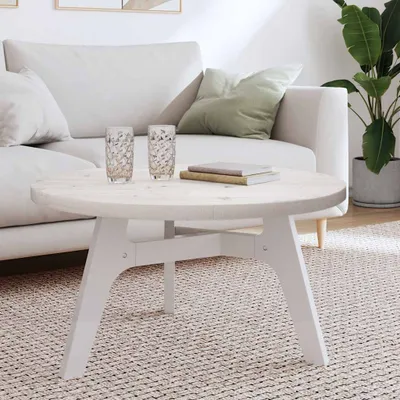 Produktbild von vidaXL Tischplatte Rund Weiß Ø80x3 cm Massivholz Kiefer