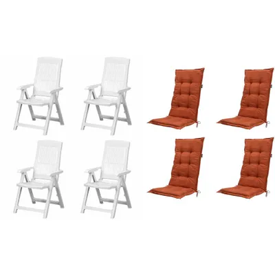 Produktbild von Progarden Klappsessel Tampa mit Auflage 4er Set weiß / terracotta