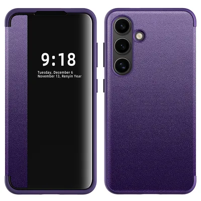 Produktbild von Galaxy S25+ Hülle, Schlank Kunstleder Klapp Ledertasche Schutzhülle für Samsung Galaxy S25+ Lila