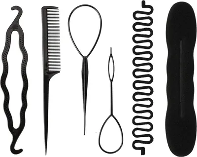 Obrázek produktu pro 6dílná účesová sada: vlasové doplňky pro různé účesy, drdol, copánky, DIY účesy, kouzelné vlasové doplňky a kadeřnické doplňky pro dívky a ženy