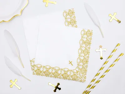 Image de Serviettes ornementales, 33x33cm, or (1 op / 20 pcs)