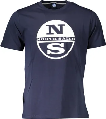 Produktbild von Herren Kurzarm T-Shirt Blau mit Print und Rundhalsausschnitt