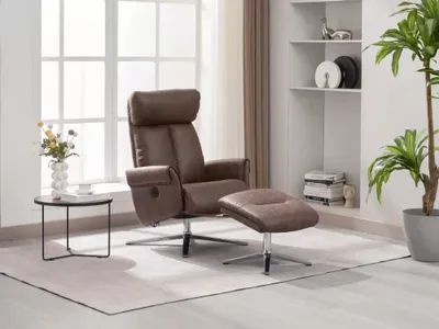 Zdjęcie produktu dla Elektryczny fotel relaksacyjny z podnóżkiem, ok. 106,5 x 71,5 x 88 cm – brązowy