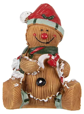 Produktbild von Clayre & Eef Weihnachtsdekorationsfigur Pfefferkuchenmann 7x5x9 cm Braun Kunststoff