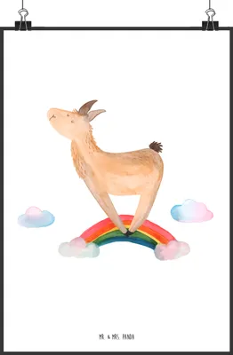 Produktbild von Mr. & Mrs. Panda Bild Lama Regenbogen DIN A0 - Weiß - Geschenk, wanddeko, Plakat, Hobby, Selbstständig, Wandbild, Wanddekoration, drucke, Lamas, Freiheit