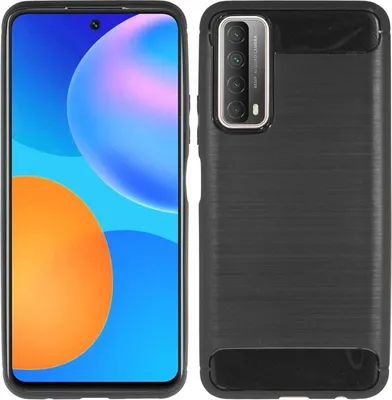 Produktbild von cofi1453® Silikon Hülle Bumper Carbon für Huawei P Smart 2021 Case TPU Soft Handyhülle Cover Schutzhülle Schwarz