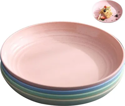 Obrázek produktu pro Plastové talíře, 4 kusy, nerozbitné talíře, nerozbitné kempingové talíře, opakovaně použitelné talíře, plastové nádobí, sada pro oslavy, pikniky, cestování, kempování nebo každodenní použití