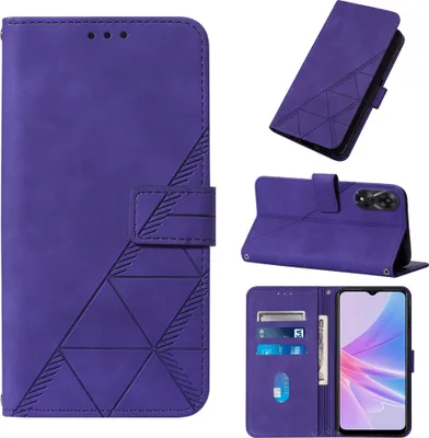 Produktbild von Hülle für Oppo A78 5G / A58 5G Prägung Flip Leder Kartenfächer Schutzhülle mit Ständer Lila