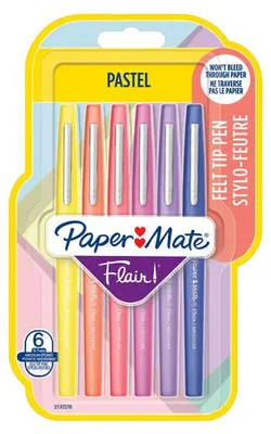 Produktbild von Paper Mate – Fineliner Flair Pastell Blister 6 Farben | 12 Stück