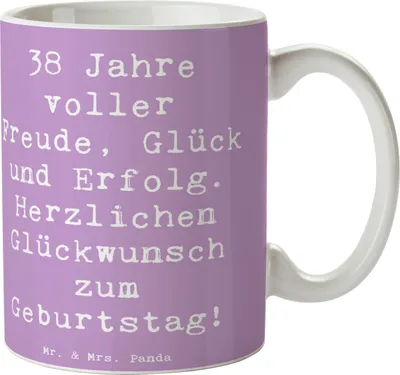 Produktbild von Mr. & Mrs. Panda Pott Spruch 38. Geburtstag Freude - Lavendeltraum - Geschenk, Teepott, 38 Jahre, Tasse, Trinkbecher, Liebe, Kaffeetasse, schöne, herzlichen Glückwunsch