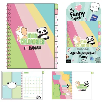 Zdjęcie produktu dla Planer A5 w stylu "kawaii", motyw "bunt", 1 sztuka, do organizacji