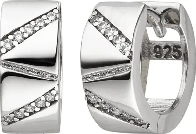 Produktbild von JOBO Creolen 925 Sterling Silber 20 Zirkonia Ohrringe Silbercreolen Silberohrringe