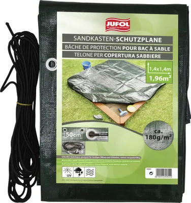 Produktbild von Jufol Abdeckplane für Sandkasten 1,4 x 1,4 m = 1,96 m² - 180 g/m² grün