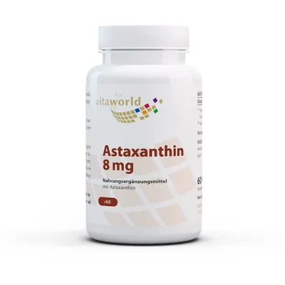 Obrázok produktu pre Vitaworld Astaxanthin 8 mg | 60 kapsúl | prírodný astaxantín z riasy Haematococcus pluvialis | vegánsky