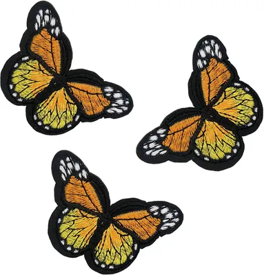 Produktbild von 3 Schmetterling Aufbügler, Applikation, 48x70mm, freie Farbwahl