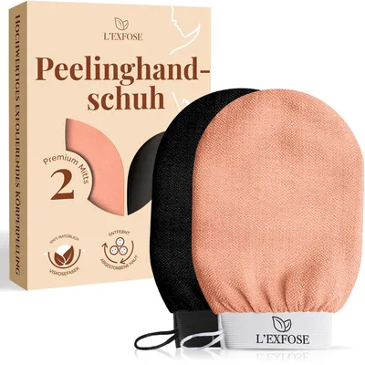 Produktbild von L'Exfose 2 x Peeling-Handschuh für Körper – Kessa Rosshaar-Peeling-Handschuh für