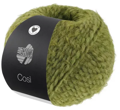Produktbild von Lana Grossa COSÌ 50 g Flauschiges Merino-Dochtgarn mit Effektstruktur Farbe 008 - Olivgrün