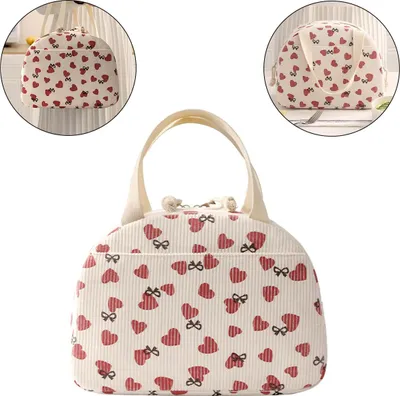 Produktbild von Thermotasche lunchbag, 6,5 l picknick Isolierte Lunchtasche, büro, schule, tragbar Kühltasche, wiederverwendbar, herzmotiv
