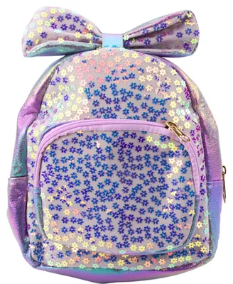 Produktbild von Kinderrucksack mit Pailletten in Blumenschleife Lila 22cm 2,8l