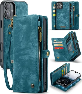 Produktbild von iPhone 16 Hülle - CaseMe 008 2-in-1 Klapphülle & Back Cover mit Brieftasche - Blau