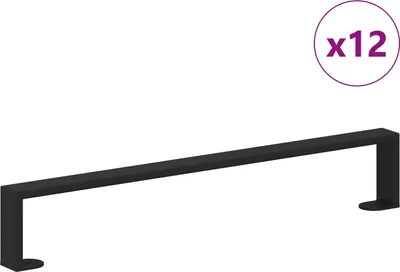 Image de Pieds de meuble vidaXL, lot de 12, noir, 596 x 40,5 x 100 mm, fer