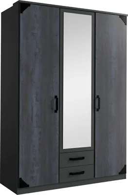 Produktbild von Kleiderschrank Bochum Drehtürenschrank 135x58x199cm Graphit Digitalprint Steel OptikGraphit / Digitalprint Steel