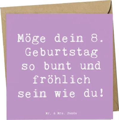 Produktbild von Mr. & Mrs. Panda Grußkarte Spruch 8. Geburtstag Freude - Lavendeltraum - Geschenk, Geburtstagsgeschenk, faltkarte, Glückwunschkarte, Dekoration, Spaß, Klappkarte
