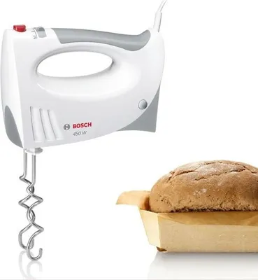 Image de Batteur BOSCH CleverMixx MFQ3530, 450 W, 5 Vitesses, 2 Fouets & Crochets Inox, Blanc/Gris