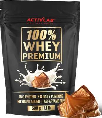 Produktbild von Activlab 100% Whey Premium 500g, hoher Proteingehalt, basierend auf Molkenproteinkonzentrat - Karamell mit Schokolade