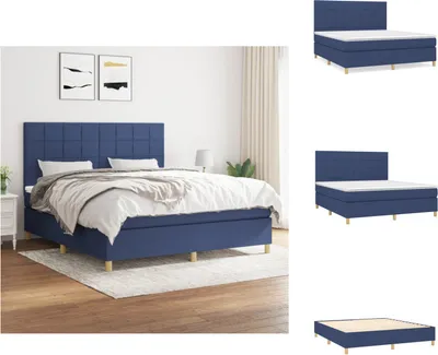 Produktbild von vidaXL Boxspringbett mit Matratze Blau 180x200 cm Stoff -  Betten & Bettgestelle